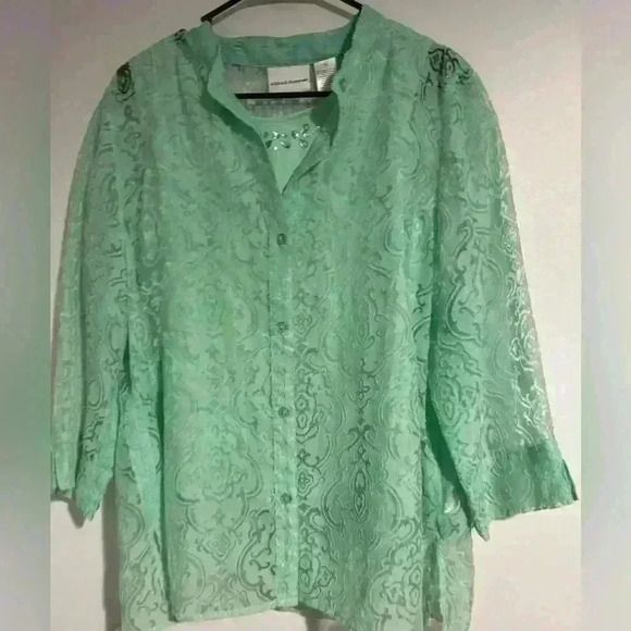 Women’s size 16 Alfred Dunner top with under shirt EUC green - Picture 1 of 3